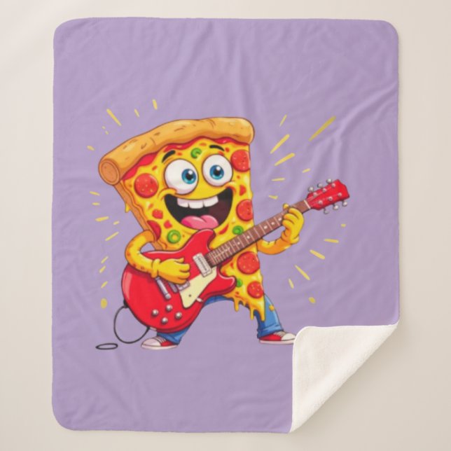 **Rock ’n’ Roll Pizza – Funny Guitar-Playing Slice Sherpadecke (Vorderseite)