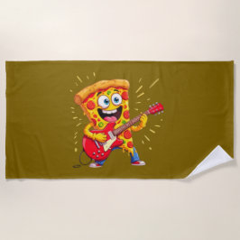 **Rock ’n’ Roll Pizza – Lustige Gitarre spielende Strandtuch
