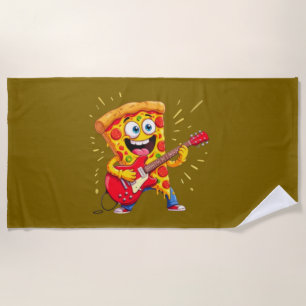 **Rock ’n’ Roll Pizza – Lustige Gitarre spielende  Strandtuch