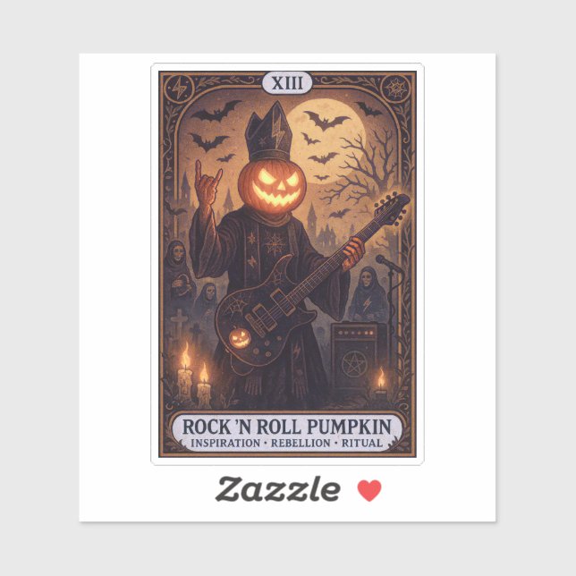 Rock ’N Roll Pumpkin Die-Cut Sticker - Tarot Card (Blatt)