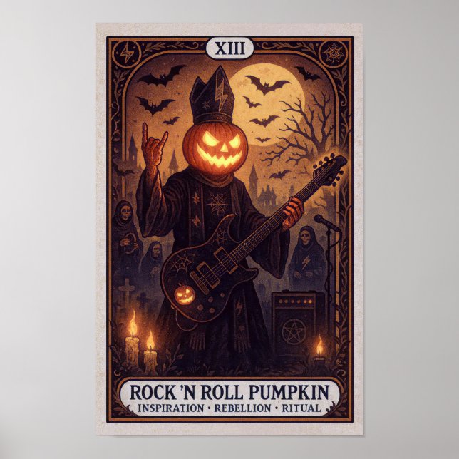 Rock ’N Roll Pumpkin Poster - Gothic Tarot Card (Vorne)