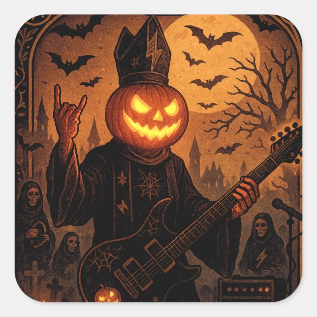 Rock ’N Roll Pumpkin Sticker - Gothic Tarot Card (Vorderseite)