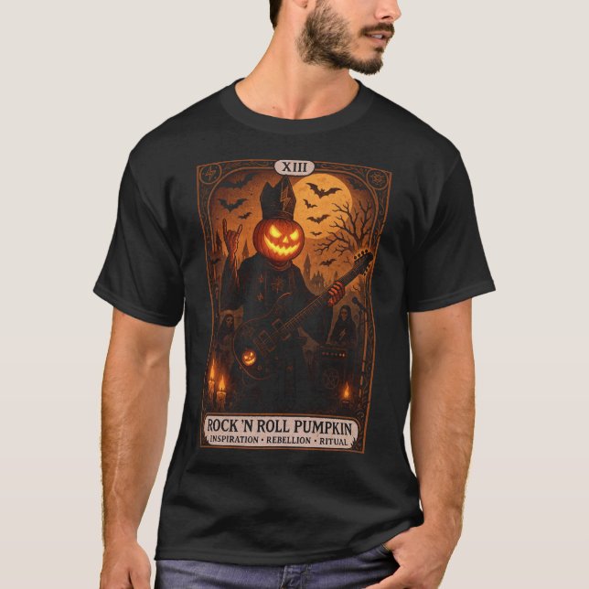 Rock 'N Roll Pumpkin Tarot Card T - Shirt Männer (Vorderseite)