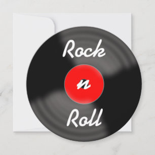 Rock n Roll Retro Geburtstags-Schallplatten-Einlad Einladung