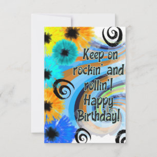 Rock 'N Roll Retro, Psychedelic Birthday Card Dankeskarte