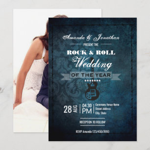 Rock n Roll Retro Vintage Hochzeitsfoto-Einladung Einladung