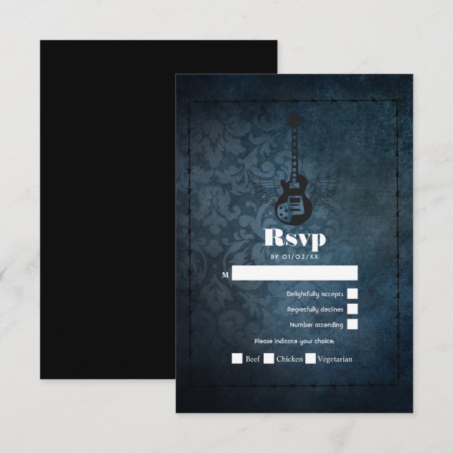 Rock n' Roll Retro Vintage Wedding RSVP Card (Vorne/Hinten)