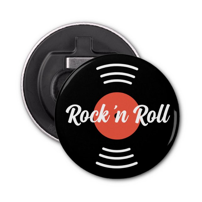 Rock 'n Roll Round vinylmusic record magnetisch Flaschenöffner (Vorderseite)