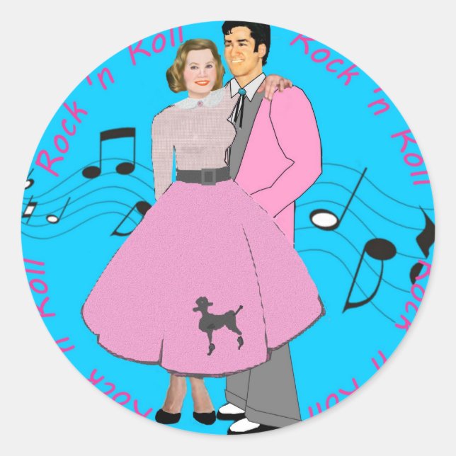 Rock ' n Roll Runder Aufkleber (Vorderseite)
