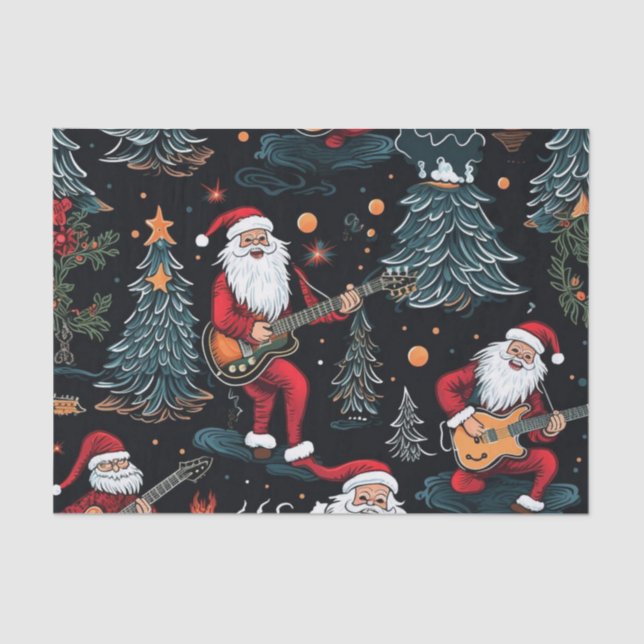 Rock-N-Roll Santa Tissue Paper Seidenpapier (Vorderseite)