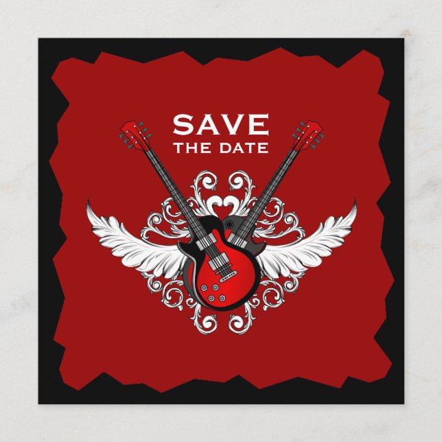 Rock 'n' Roll Save the Date Einladung (Vorderseite)