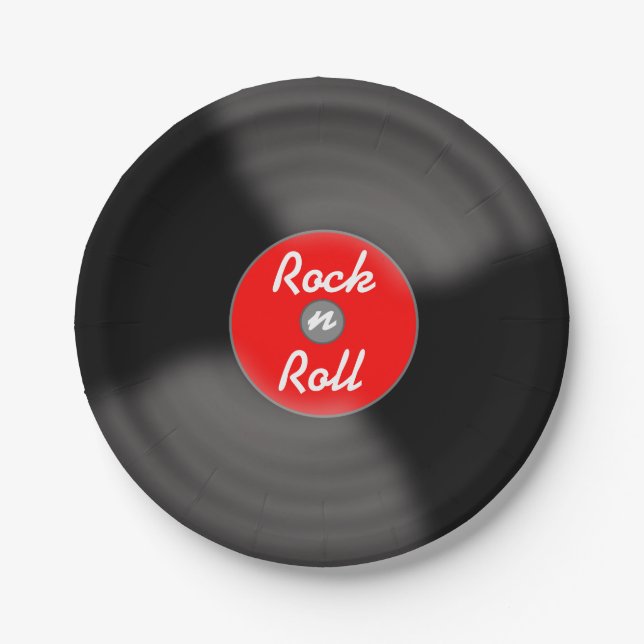 Rock N Roll Schallplatten-Papierteller Pappteller (Vorderseite)