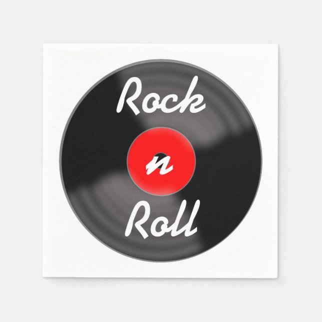 Rock n Roll Schallplatten Servietten (Vorderseite)