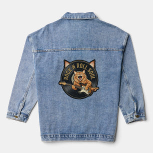 Rock N Roll Seele Vintage Katze Gitarrist Jeansjacke