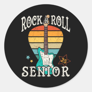 Rock N Roll Senior 25 Vintage Cooler Absolvent 202 Runder Aufkleber