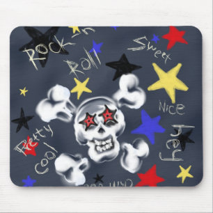 Rock-N-Roll Skull 1980er-Fahnensatz Mousepad