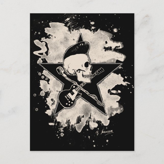 Rock-n-Roll Skull - bleached Postkarte (Vorderseite)