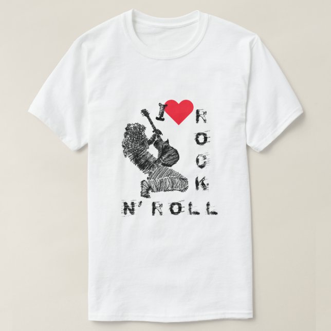 Rock N' Roll T - Shirt Rock Guitar Player (Design vorne)
