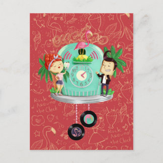 Rock ‘n’ Roll Wallclock Postkarte
