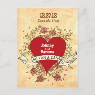 Rock 'n' Roll Wedding (Spanisch) Save the Date Ankündigungspostkarte