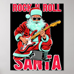 Rock N Roll Weihnachtsmann spielt Gitarre Weihnach Poster