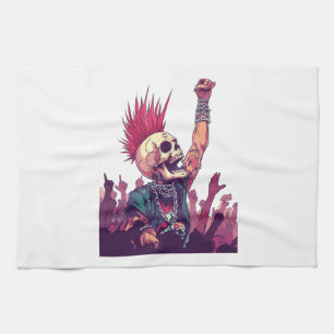 Rock N� Schädel � Lustiges Punk-Skelett Konzert Geschirrtuch