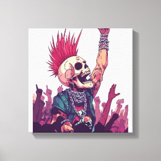 Rock N� Skull � Funny Punk Skeleton Concert Leinwanddruck
