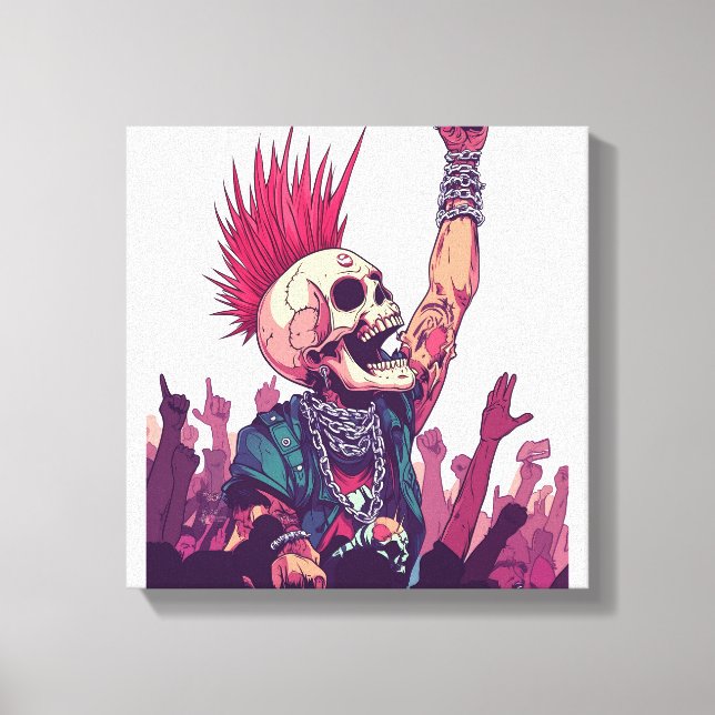 Rock N� Skull � Funny Punk Skeleton Concert Leinwanddruck (Vorderseite)