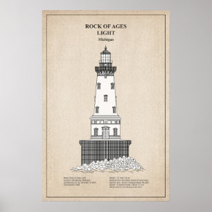 Rock of Ages Leuchtturm - Michigan - SBD Poster