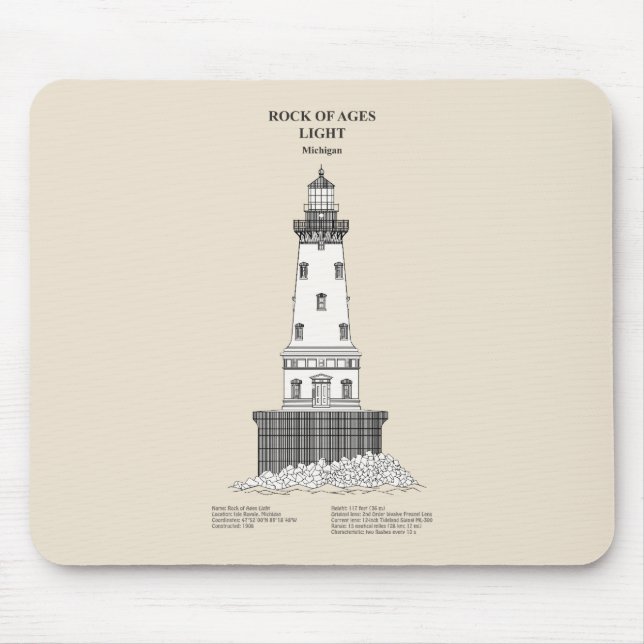 Rock of Ages Lighthouse - Michigan - SBD Mousepad (Vorne)