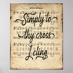 Rock of Ages Schriftlicher Vintage-Hymne Poster