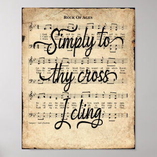 Rock of Ages Schriftlicher Vintage-Hymne Poster
