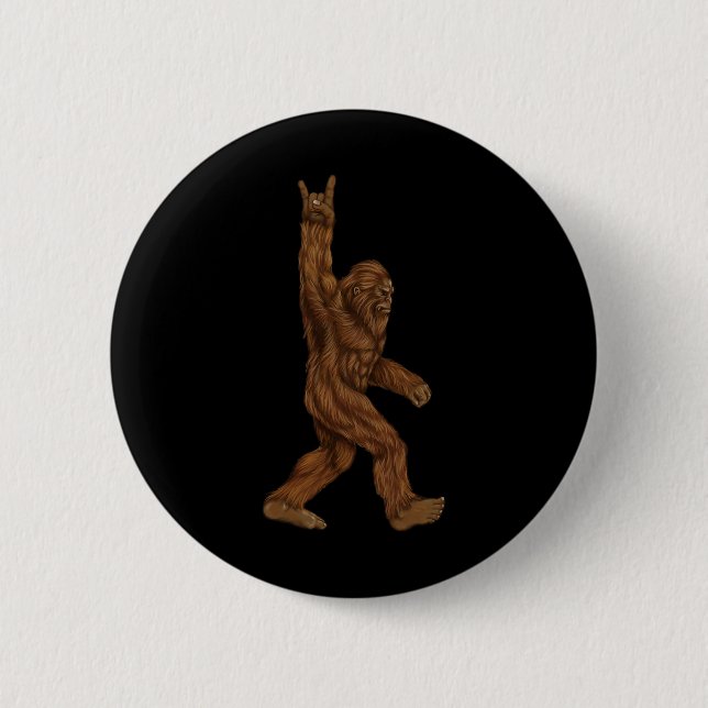 Rock On Bigfoot - Concept Buddy - Hand Drawn Sasqu Button (Vorderseite)