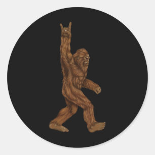 Rock On Bigfoot - Concept Buddy - Hand Drawn Sasqu Runder Aufkleber