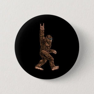 Rock on Bigfoot Sasquatch Lieben Rock und Roll Sun Button