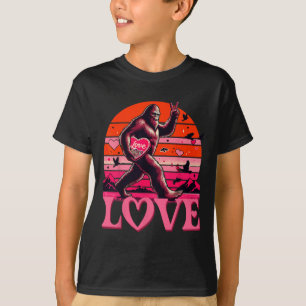 Rock On Bigfoot Sasquatch Yeti Valentinstag Retter T-Shirt