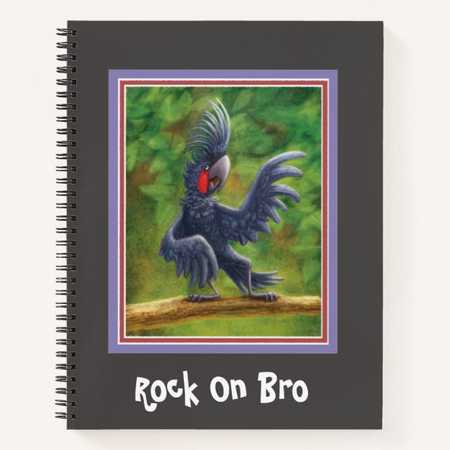 Rock On Bro Black Cockatoo SpiralNotebook Notizbuch (Vorderseite)