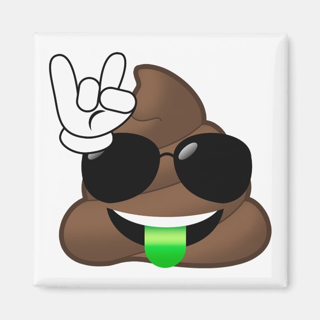 Rock on Emoji Gekackt Magnet (Vorne)