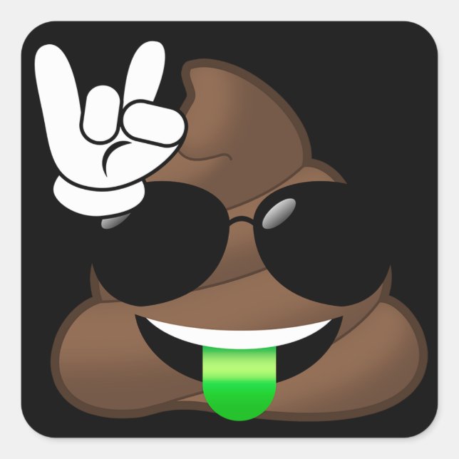 Rock on Emoji Gekackt Quadratischer Aufkleber (Vorderseite)