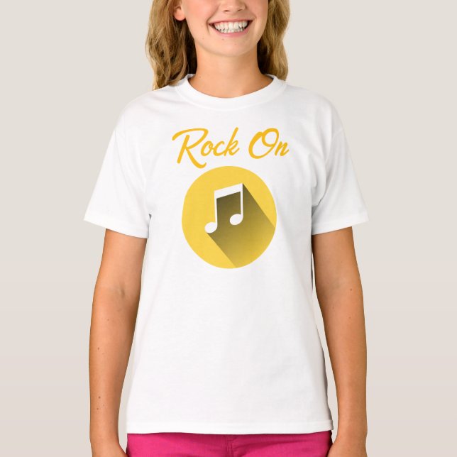 Rock On gelb-weiß Music Mashup T - Shirt (Vorderseite)