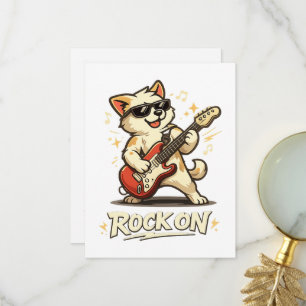 Rock On Gitarre Hund Lustige Rockmusik Dankeskarte