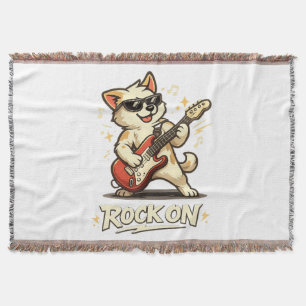Rock On Gitarre Hund Lustige Rockmusik Decke