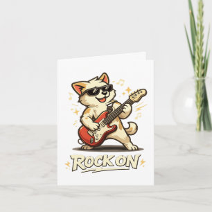 Rock On Gitarre Hund Lustige Rockmusik Feiertagskarte