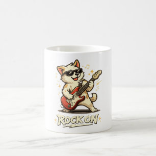 Rock On Gitarre Hund Lustige Rockmusik Kaffeetasse