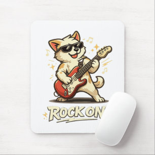 Rock On Gitarre Hund Lustige Rockmusik Mousepad