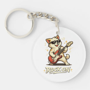 Rock On Gitarre Hund Lustige Rockmusik Schlüsselanhänger