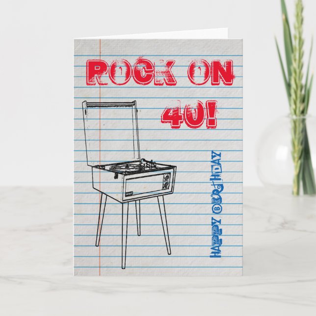 Rock On! Glückliche 40. Geburtstagskarte Karte (Vorderseite)