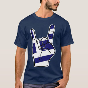 Rock On Griechenland Griechische Flagge Rock Hand T-Shirt