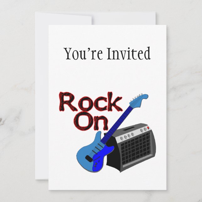 Rock on Guitar & Amp Einladung (Vorderseite)