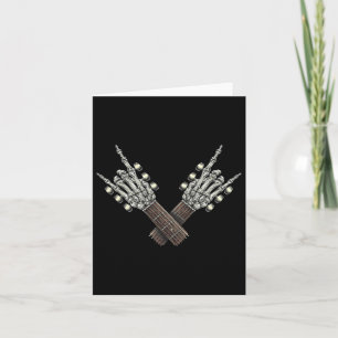 Rock on Guitar Neck Rock and Roll Halloween Skelet Karte